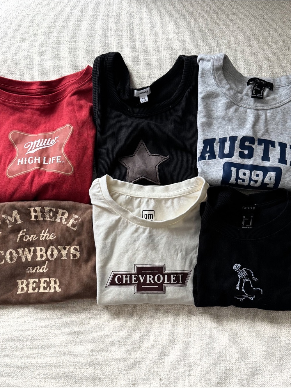 6 cropped tees/tanks